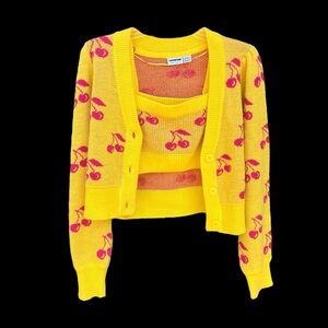 NOISY MAY CROPPED SWEATER TANK CARDIGAN WOMEN’S SET SIZE SMALL AND MEDIUM